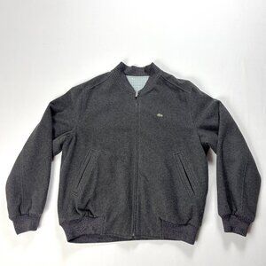 Lacoste Mens Reversible Jacket Full Zip Wool Blend Size 5 (L) Gray Blue Plaid